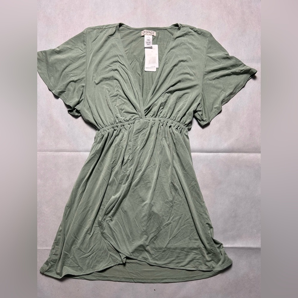 l*space Olive Green V-Neck Short Swim Coverup